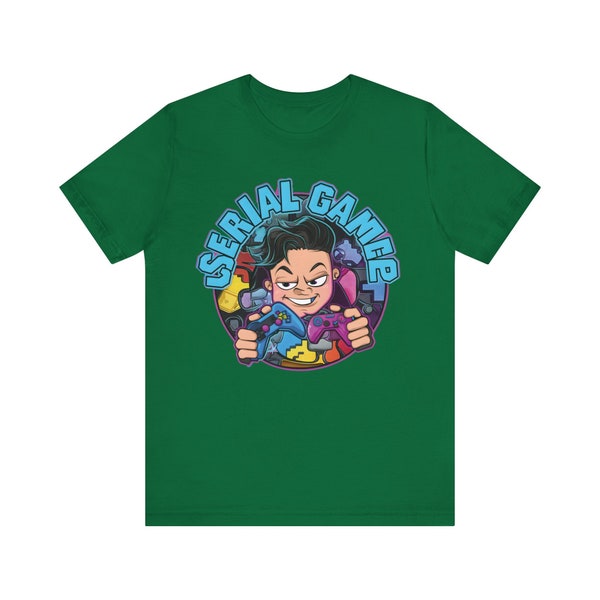 SERIAL GAMER" - Tegneserie T-skjorte, 90-hoog geïnspireerd, Lekende Design voor Spillfanatikere