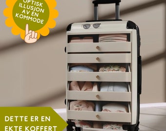 Koffert med kommode-design, rosa klær | Lettvekt, Trendy Reisebagasje | Suitcase | Luggage