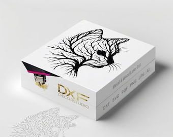 Grafika ścienna z drzewem dla kota, pliki svg dxf EPS svg i PDF, plik z grafiką ścienną wycinaną plazmą dxf, pliki wycinane laserowo Kosmonauta clipart Plik do cięcia, projekt koszulki winylowej