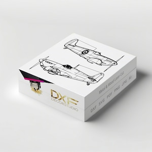 Spitfire Mk 2 Wall Art , Vector Spitfire Design, Plane Vector Files, dxf files, laser cut, plasma, cricut, Clipart, Wood Cutting File. DXF