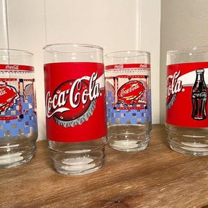 Vintage Coca Cola Tumblers: 2001 Indiana Glass Cooler Set