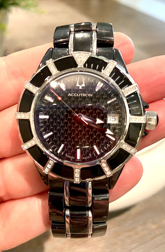 2025年レディースファッション福袋 Fiber Carbon Black ACCUTRON BULOVA DIAMONDS Bracelet Watch 時計