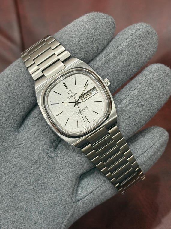 vintage omega seamaster tv cal 1022 ref 166.0213.1 day/date men’s wristwatch