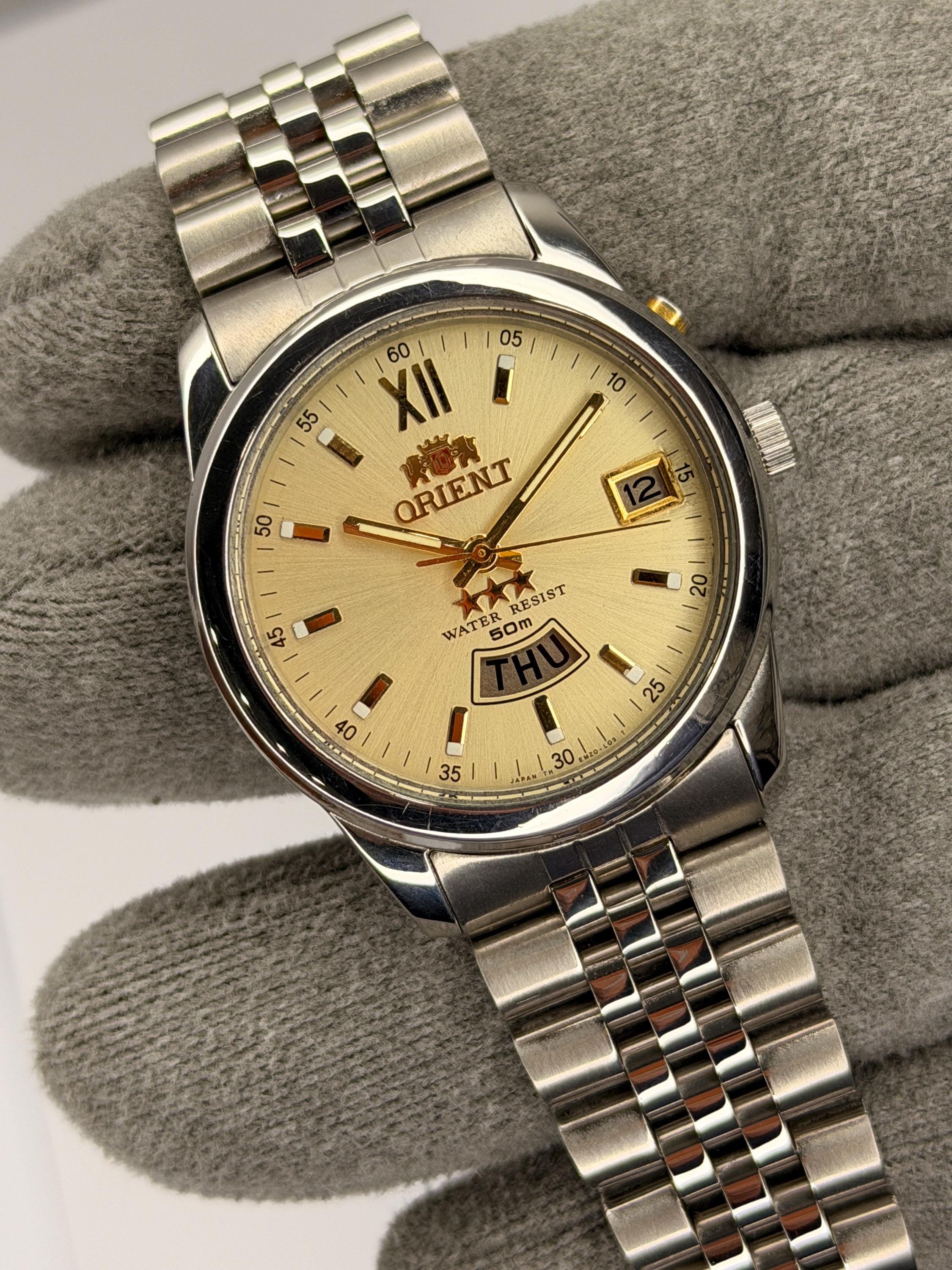 Vintage Orient 3 Star Automatic 50m Day/date Men's Wristwatch