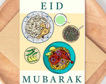 Eid Mubarak Card | South Asian Food Art Print