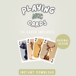 Spielkarten mit niedlichen Haustieren für Kinder, Spiele wie Poker, Black Jack, Bridge, Hearts, Spades, Solitaire, Go Fish, Crazy Eights, War, Old Maid