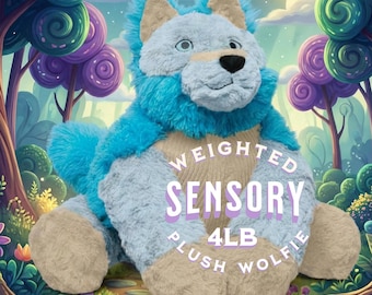 Peluche con peso: peluche sensorial para la ansiedad, juguete de peluche con peso para adultos y niños, lobo de peluche terapéutico y calmante para aliviar el estrés.