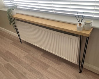 Radiator Console Table Shelf - Hairpin Legs - Low Price Chunky 38mm Shelf - 6.5 inch depth - Custom Width and Colour