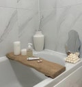 Bath Tray - Beautifully Crafted, Wavey Edge, Solid Wood Bath Tray. Custom Size Made to Measure. Selection of Colours. Handmade.