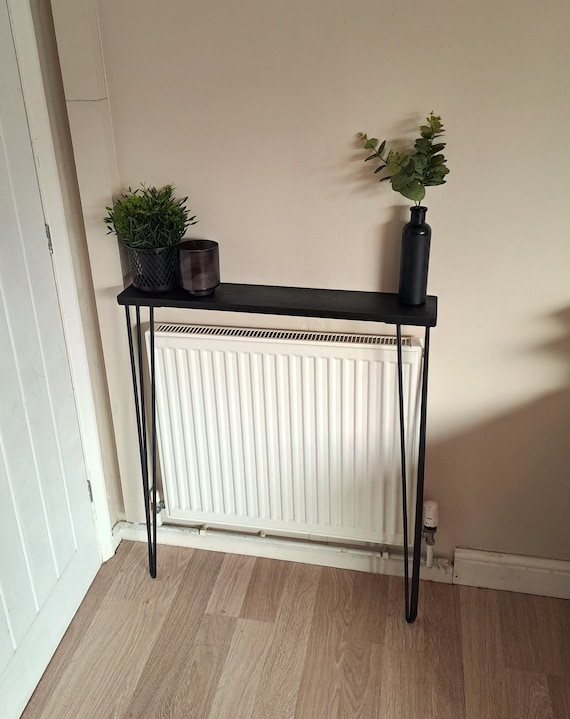 All Black Radiator Console Table Hairpin Legs 22 28 30 34 40 Inch Low Price Sleek 22mm Shelf 6 Inch Depth Custom Width Colour Etsy UK