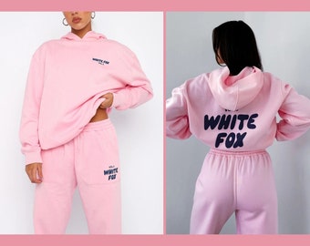 White Fox Oversized Tracksuit - Classic Fox Hoodie and Comfy Offstage Sweatpants Set - Lounge in Style with Fox Merchandise