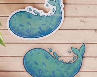 Adesivo de baleia mágico | Mundo aquático | Adesivo fofo à prova d'água