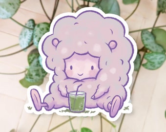 Ovelha doce com smoothie | Adesivos | fosco semitransparente | Natureza | Diário |  Kawaii