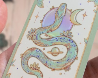 Marcadores Universo | com motivo de cobra e holograma para amantes de livros, leitores ávidos e leitores ávidos | acessórios de leitura fofos