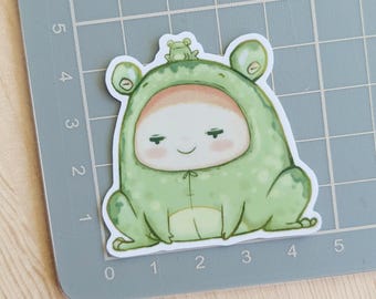 Adesivo de fantasia de sapo fofo | Kawaii | Adesivo à prova d'água para laptop