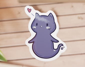 Adesivo - Gato Fantasma com Coração - adesivo fofo à prova d'água
