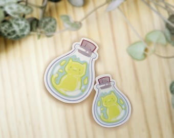 Conjunto de adesivos - Gato fantasma em uma garrafa - | Poção mágica para o Halloween | Adesivo à prova d'água