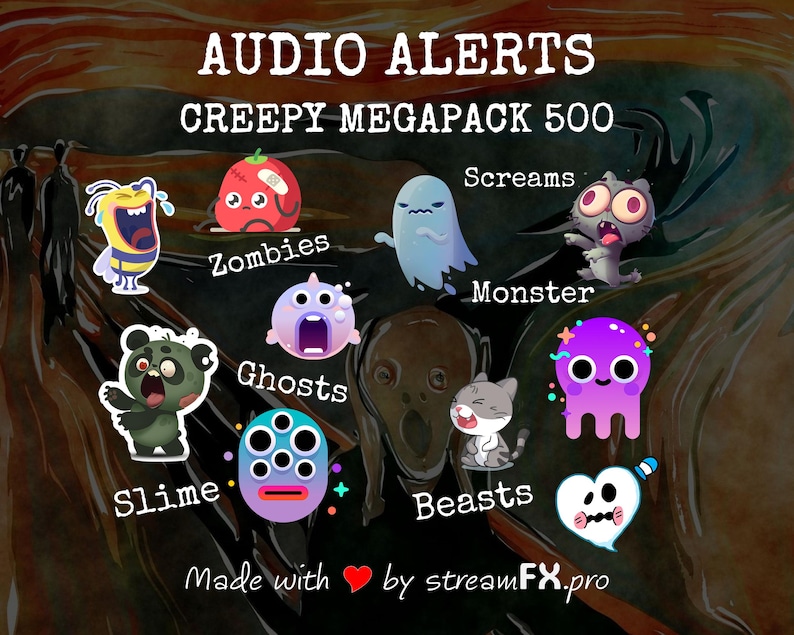 Spooky Audio Clips Creepy Audio Alerts Megapack 500: Horror Sounds for Streamers (digital ...