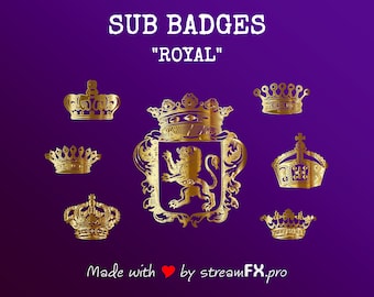 Royal Crown Sub Badges: Twitch, YouTube, Discord (Digital Download)