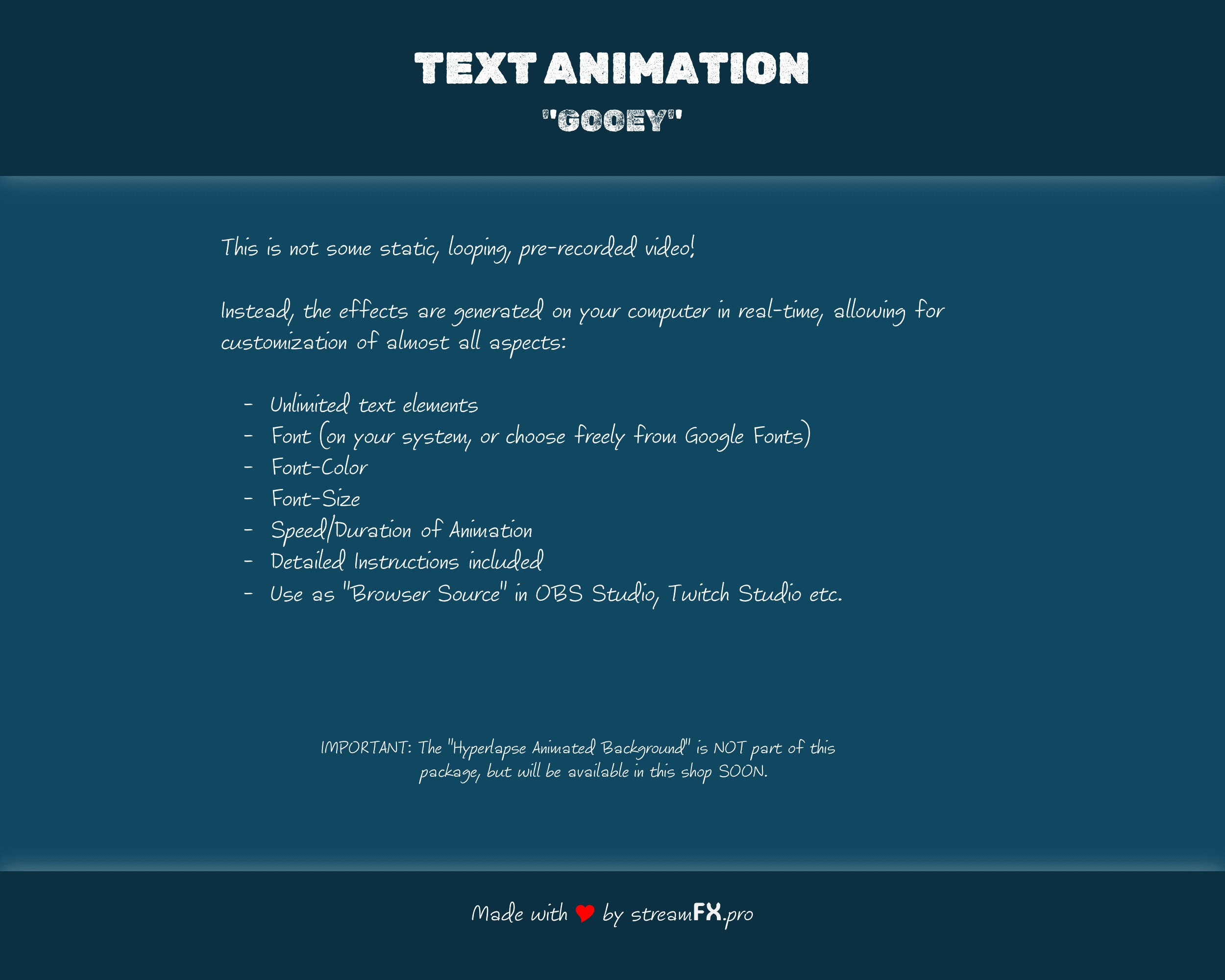 Stream Textformat Twitch Stream Overlay | Text Animation Gooey | Transition | OBS Studio ...