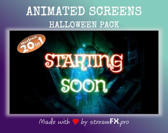Animated Halloween Stream Overlay: Twitch Loading Screen Pack (Digital Download)