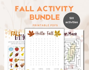 Fall Activity Bundle PDF for kids, Printable Fall Activities For Kids