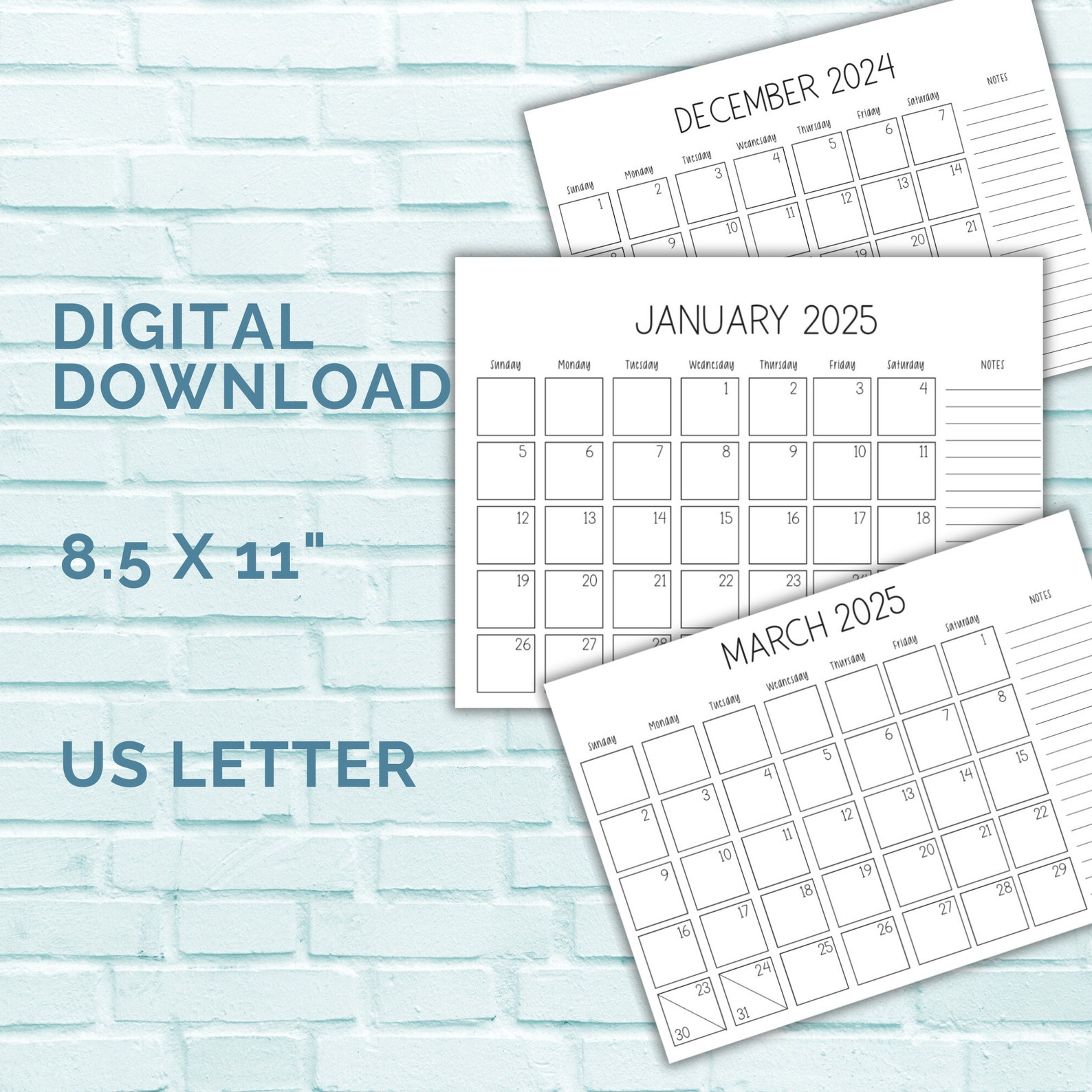 2024/2025 Calendar Printable PDF 2024/2025 Printable Calendar PDF Etsy