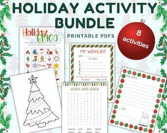 Holiday Activity Bundle PDF for kids, Printable Christmas Activities For Kids