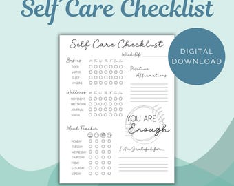 Self Care Checklist PDF, Weekly Self Care Tracker PDF