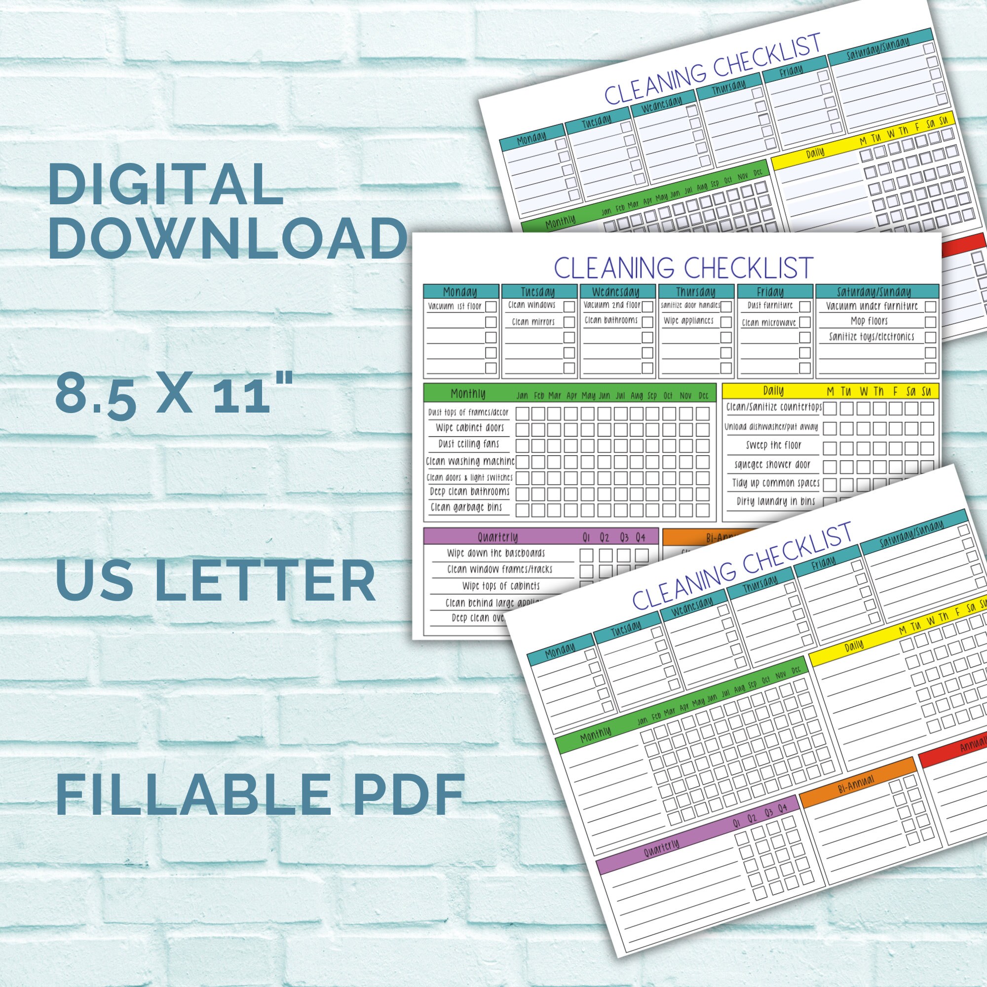 Cleaning Checklist Editable PDF; Cleaning Schedule Fillable and ...
