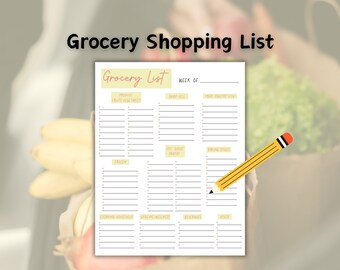 Grocery Shopping List PDF, Printable and Fillable Grocery Shopping List