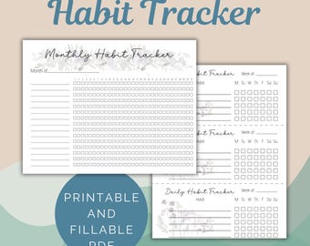Habit Tracker PDF Printable and Fillable