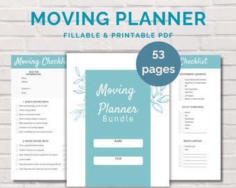 Moving Planner Bundle, Moving Checklist, Moving Planner Editable PDF