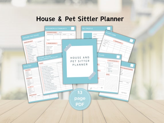 House and Pet Sitter Planner Printable and Fillable PDF, Fillable and Printable House and Pet Sitter Planner