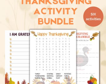 Thanksgiving Activity Bundle PDF for kids, Printable Thanksgiving Activities For Kids