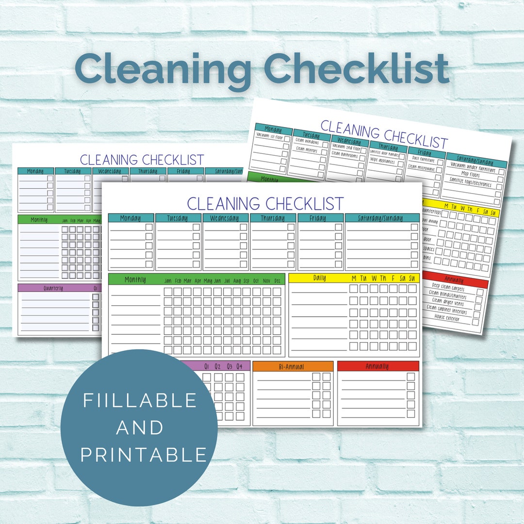 Cleaning Checklist Editable PDF; Cleaning Schedule Fillable and ...