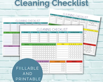 Cleaning Checklist Editable PDF; Cleaning Schedule Fillable and Printable PDF