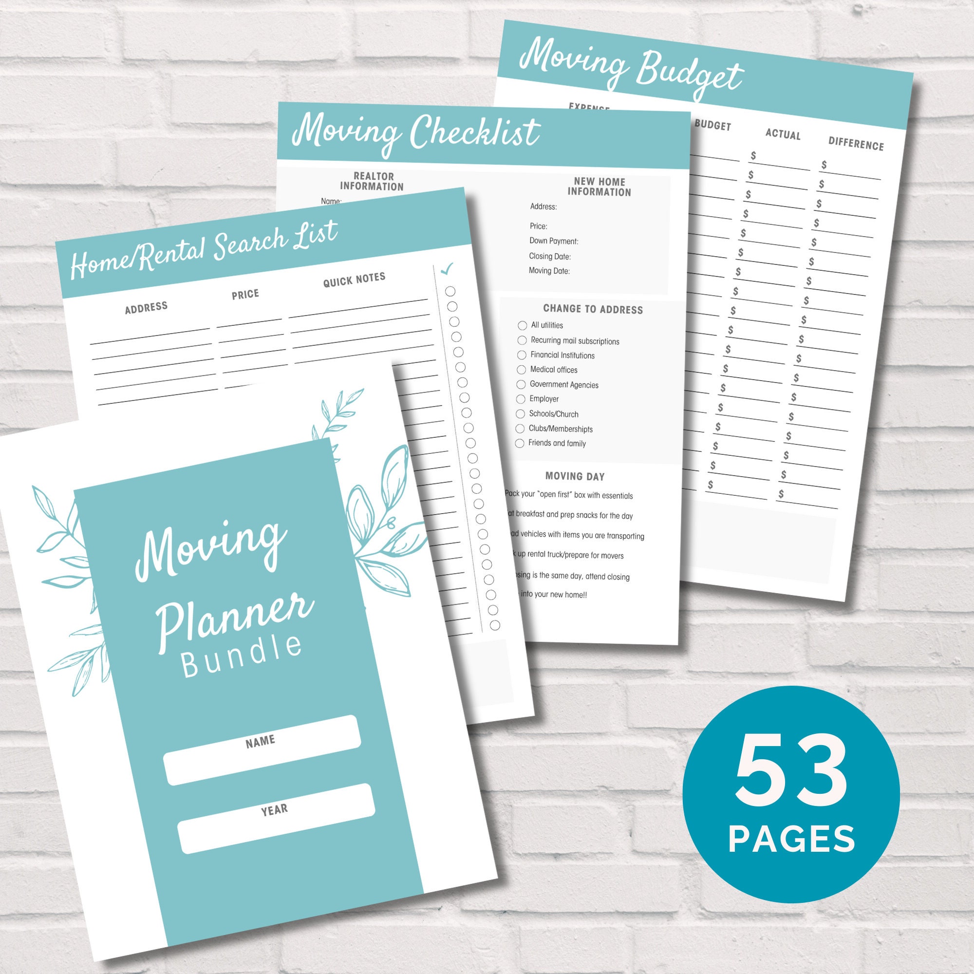 Moving Planner Bundle, Moving Checklist, Moving Planner Editable PDF - Etsy