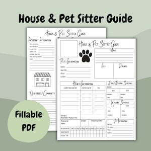 House and Pet Sitter Guide Printable and Fillable PDF