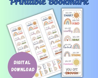 Printable Bookmark PDF, Positive Affirmations Bookmark PDF