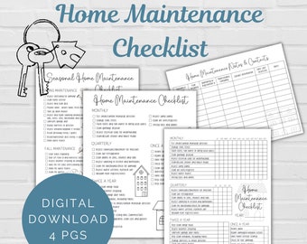 Home Maintenance Checklist PDF; Seasonal Home Maintenance Checklist PDF, Monthly Home Maintenance PDF