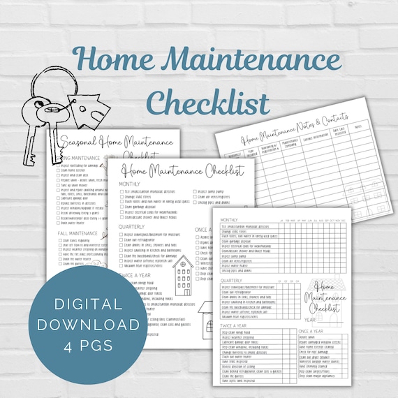 Home Maintenance Checklist PDF; Seasonal Home Maintenance Checklist PDF, Monthly Home Maintenance PDF