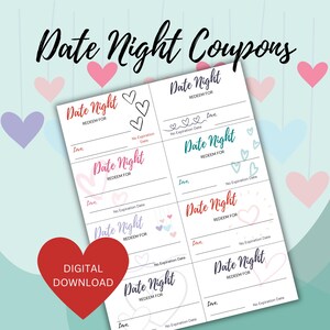 Date Night Gutscheine PDF, Printable Date Night Gutscheine