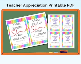Teacher Appreciation Printable PDF, Teacher Appreciation Gift Tag printable PDF