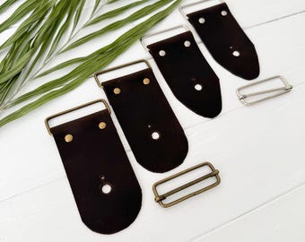 Chocolet Guitar/Banjo Leather Strap Ends, 2" DIY Brown Leather Guitar Strap Kit, Durable Guitar Strap Attachment, Make Your Own Guitar Strap