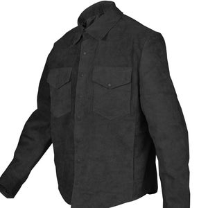 Herren Schwarz Wildleder Trucker Jacke: Hemd im Western Style