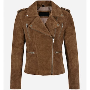 Women's Biker Suede Leather Jacket Black Classic Fashion Casual Jacket, Chaqueta De Ante En Marrón Oscuro - Etsy Women's Biker Suede Leather Jacket Black Classic Fashion Casual Jacket, Chaqueta De Ante En Marrón Oscuro - Etsy