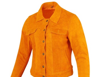 Handmade Suede Trucker Jacket: Women's Western Biker Boho Coat