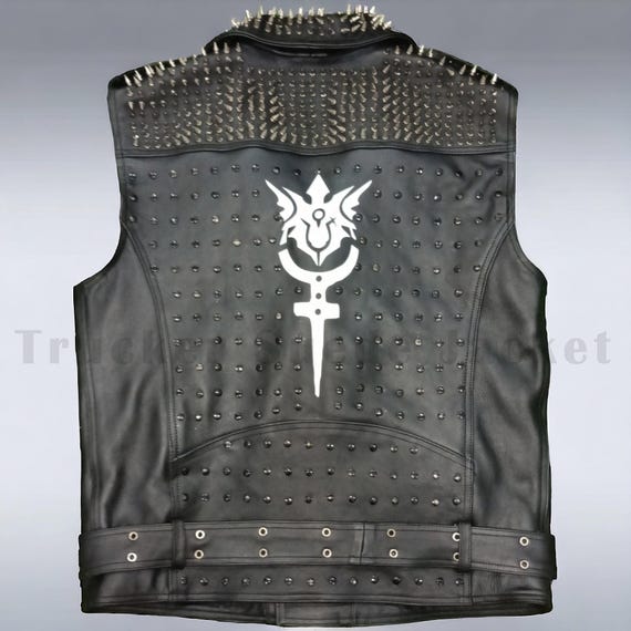 Men's Spiked Studded Leather Vest | Handmade Punk Rock Biker