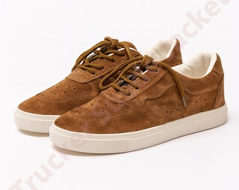 Men’s Brown Suede Sneakers | Handmade Leather Shoes | Casual Everyday Trainers